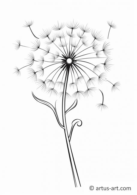 Dandelion Blowing in the Wind Coloring Page