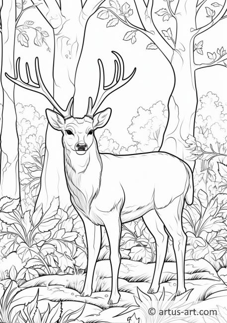 Página para colorir de Figueira com Cervos