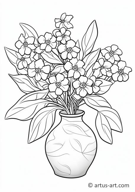 Vazo İçinde Unutma Beni Çiçekleri Boyama Sayfası