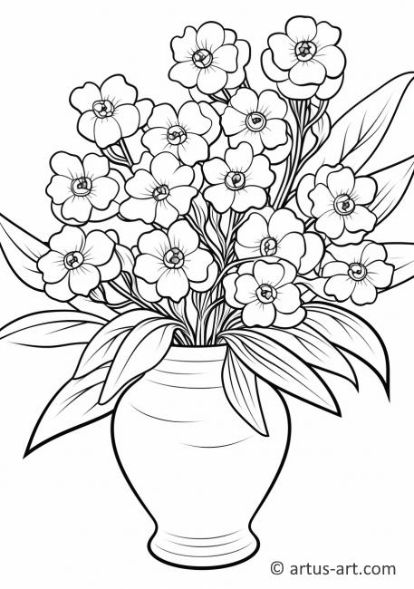 Рисунок цветов незабудок в вазе