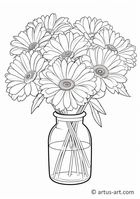 Page de coloriage de Gerbera Daisy dans un vase