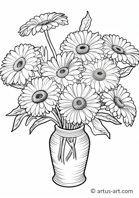 Page de coloriage de Marguerite Gerbera dans un vase