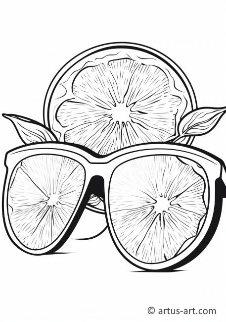 Pagină de colorat cu grapefruit cu ochelari de soare