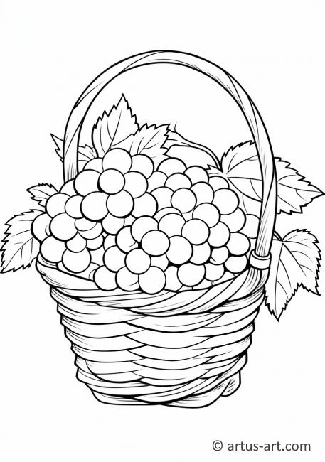 Página para colorear de uvas en una canasta
