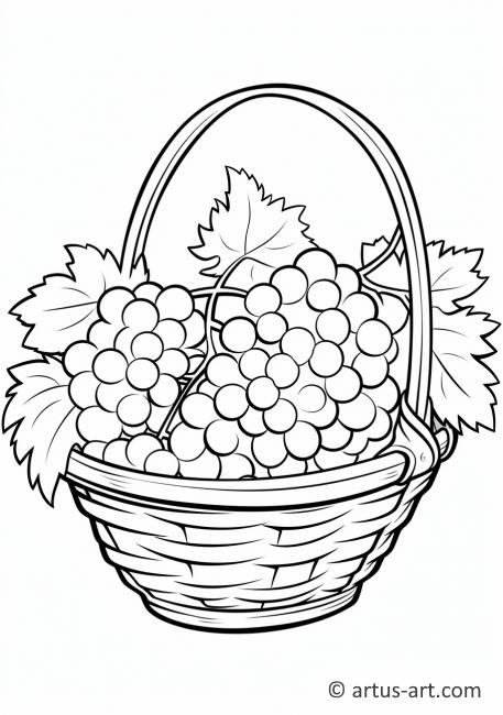 Página para colorir de uvas em uma cesta