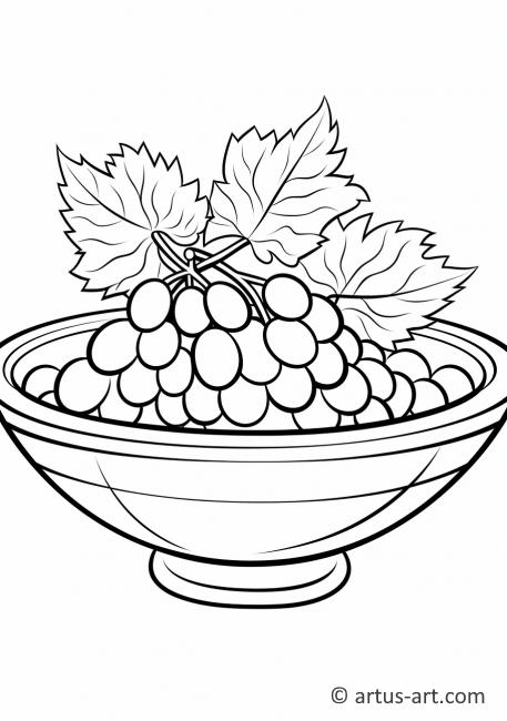 Grapes in a Bowl Coloring Page