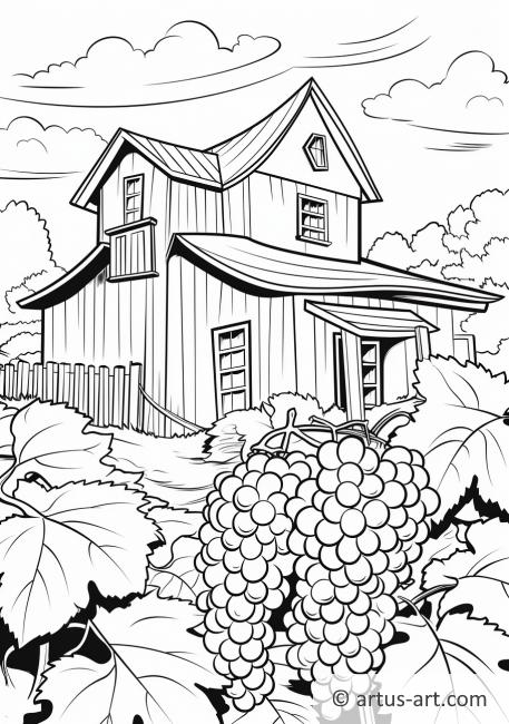 Grapes in a Farm Coloring Page
