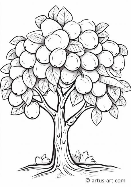 Page de coloriage d'arbre de goyave