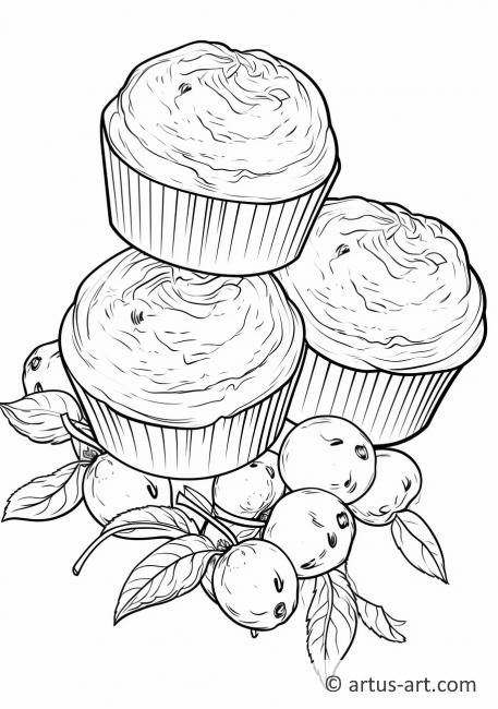 Página para colorear de Muffins de Arándanos