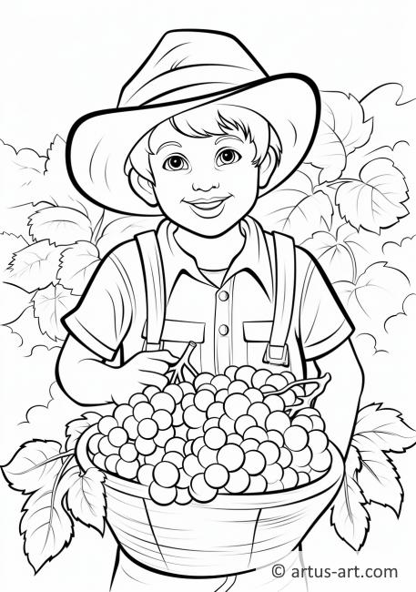 Página para colorir de balde de colheita de amoras