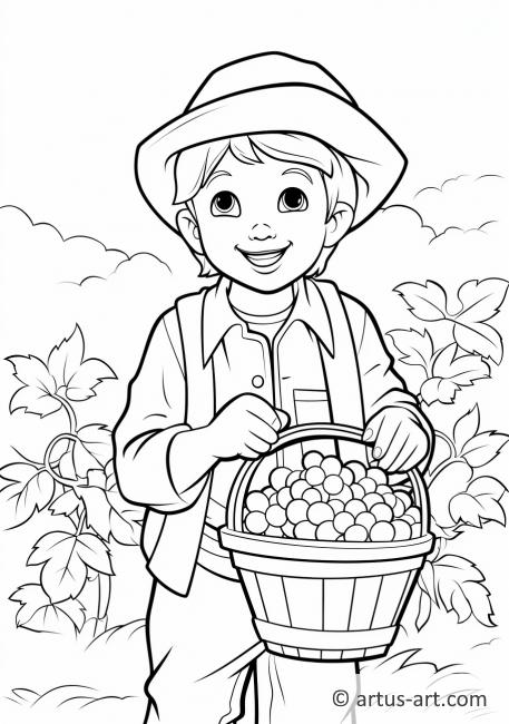 Huckleberry Picking Bucket Coloring Page