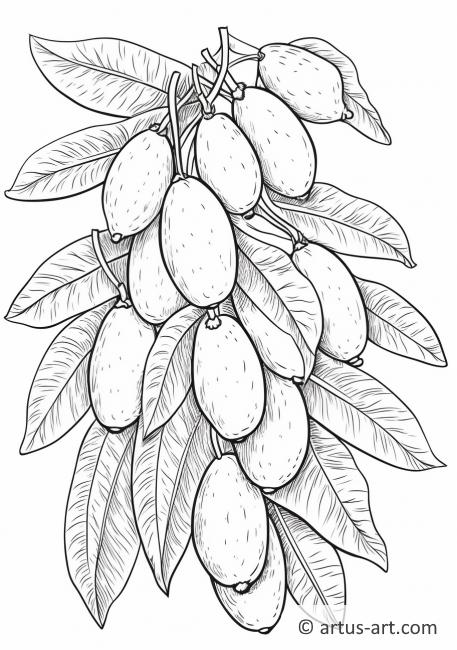 Página para colorear de la cosecha de mangos