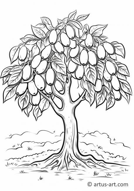 Página para colorear de un árbol de mango
