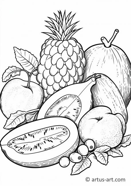 Página para colorear de Melón y otras Frutas