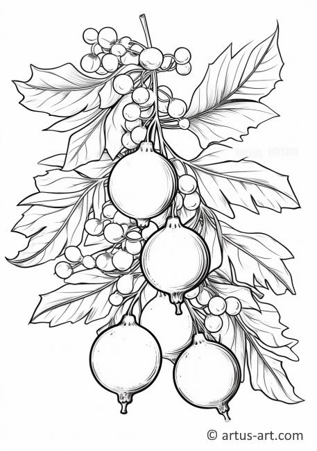 Mistletoe and Ornaments Coloring Page