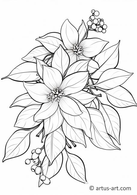 Mistletoe and Poinsettias Coloring Page