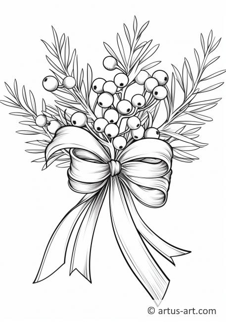 Mistletoe with a Bow Coloring Page