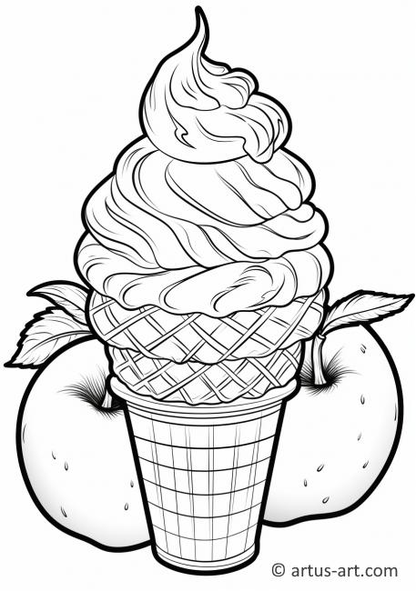 Nectarine Ice Cream Coloring Page
