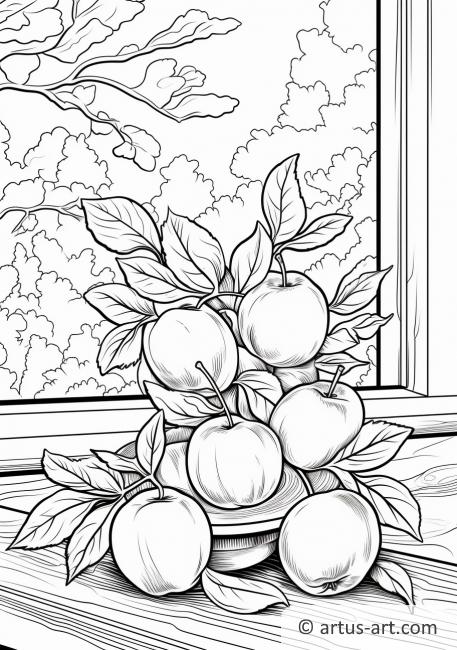 Nectarine Still Life Coloring Page