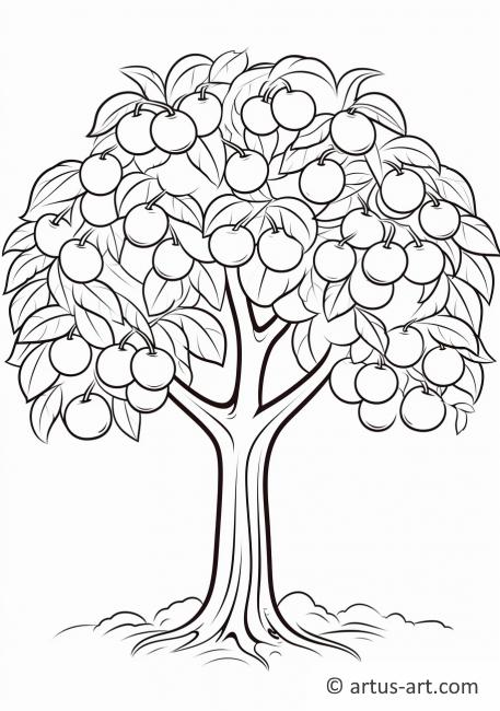 Page de coloriage d'arbre de nectarine