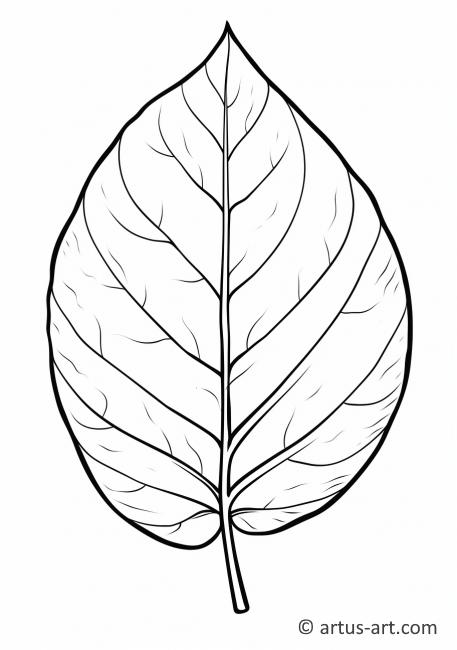 Pagină de colorat cu frunză de par