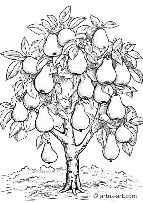 Página para colorear de un árbol de peras
