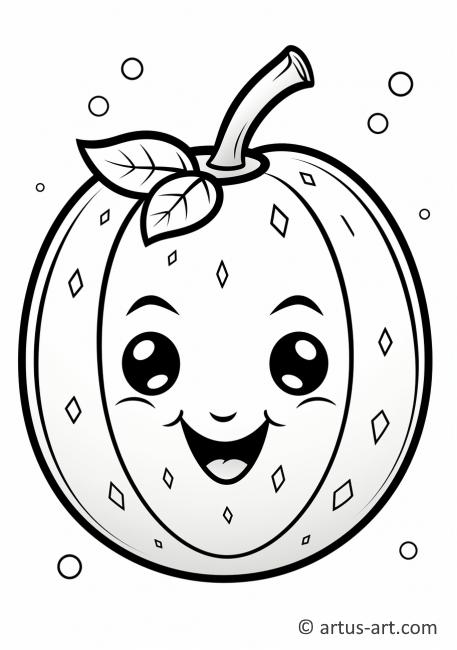 Page de coloriage de melon souriant