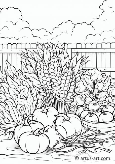 Página para colorear de huerto de vegetales