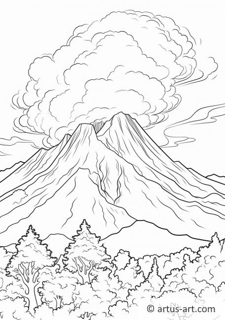 Página para colorear de erupción volcánica