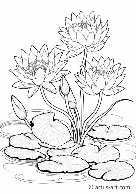 Water Lily in a Garden Coloring Page