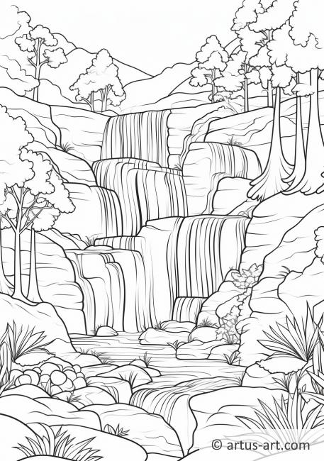 Waterfall in the Forest Coloring Page